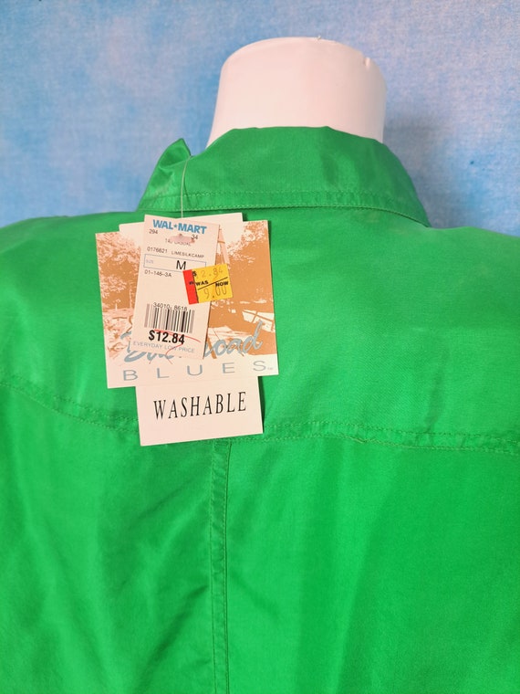 Vintage 90s Lime Peel Green Silk Camp Shirt Blous… - image 8