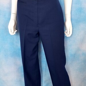 Vintage 70s Womens Navy Blue Pleated Straight Leg High Waisted Trousers/ waist 27, inseam 27.5 image 4