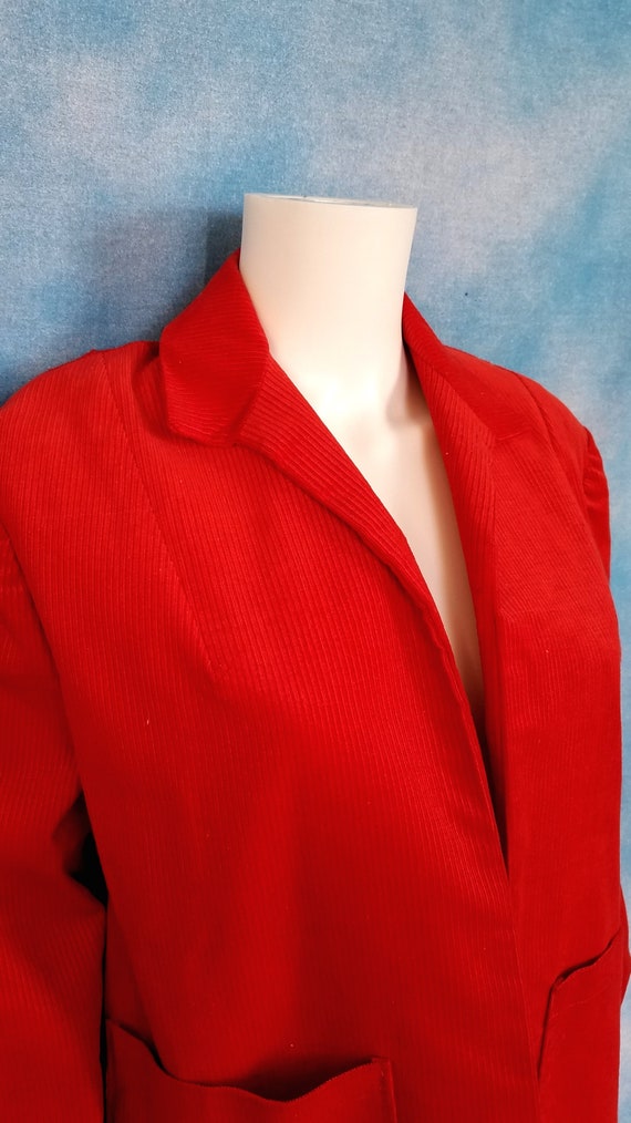 Vintage 70s Hand Made Cherry Red Wide Wale Cordur… - image 5