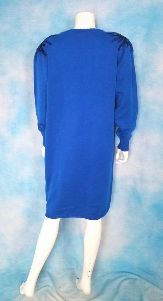 Vintage 80s Process Blue Knit Acrylic Sweater Dre… - image 9