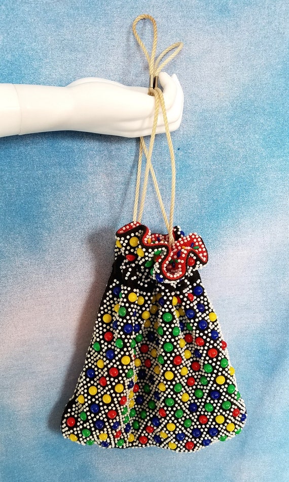 Beaded shop drawstring bag