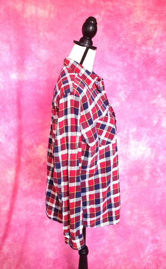 Vintage 70s or 80s Plaid Cotton Flannel Shirt/ Mi… - image 3