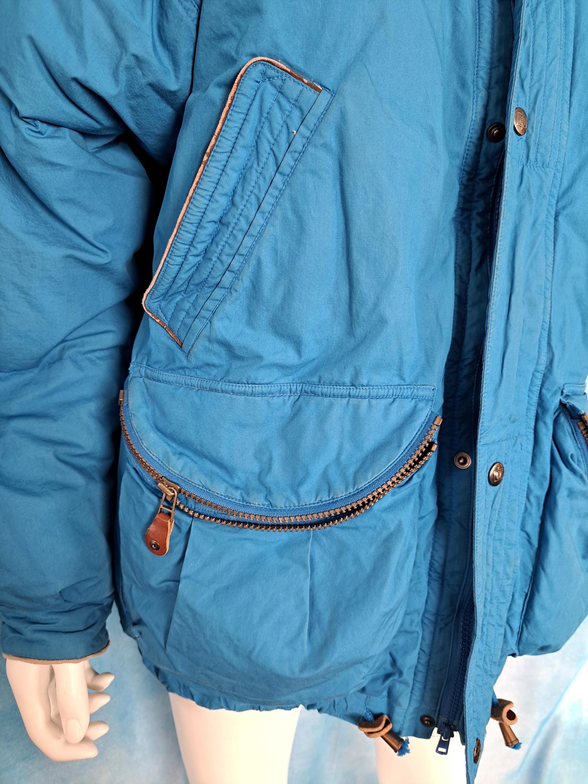 Vintage 90s Reversible Green and Blue Cotton-shell Color Block 
