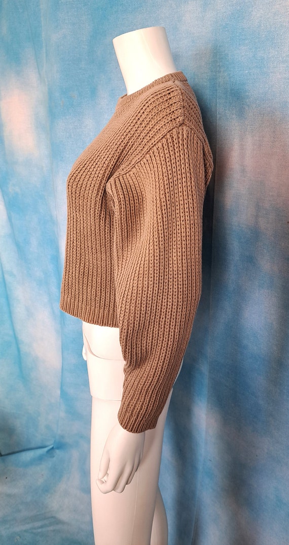 Vintage RARE 80s Taupe Cropped Cotton Heavy Rib K… - image 8