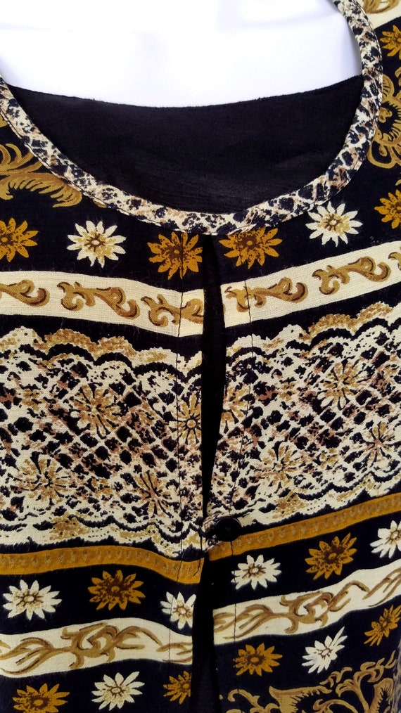 Vintage 90s Rayon Mixed Print Gold, Brown and Bla… - image 5