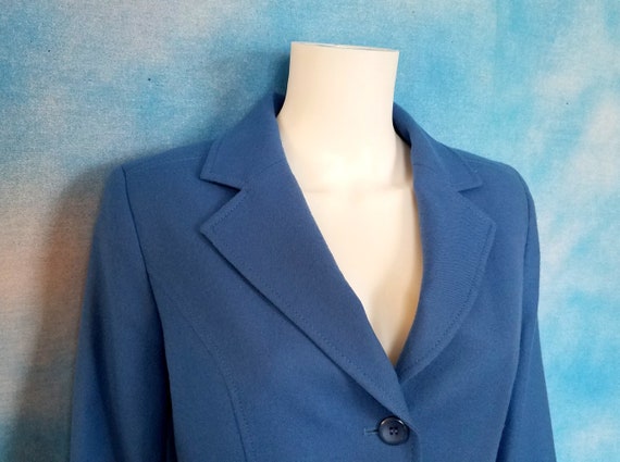 Vintage 90s-Does-70s French Blue Virgin Wool Fitt… - image 4