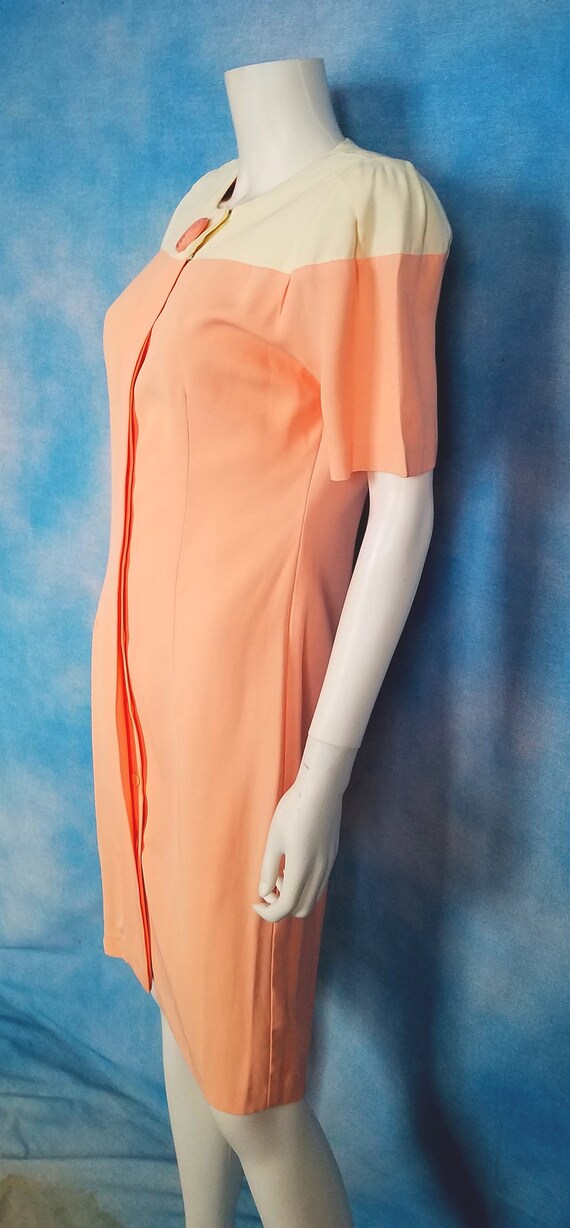 Vintage 80s does 60s Pastel Coral Pink and White … - image 6