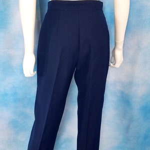 Vintage 70s Womens Navy Blue Pleated Straight Leg High Waisted Trousers/ waist 27, inseam 27.5 image 9