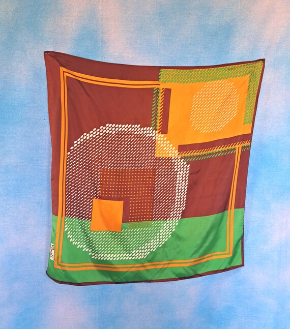 Vintage 70s Large Mod Abstract Geometric Op Art A… - image 3