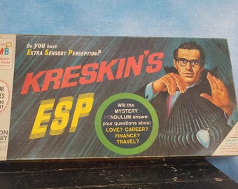 Vintage 1966 Board Game, Kreskin’s ESP, Complete with No Missing Necessary Components/ Milton Bradley Company/ Ages 10 to Adult