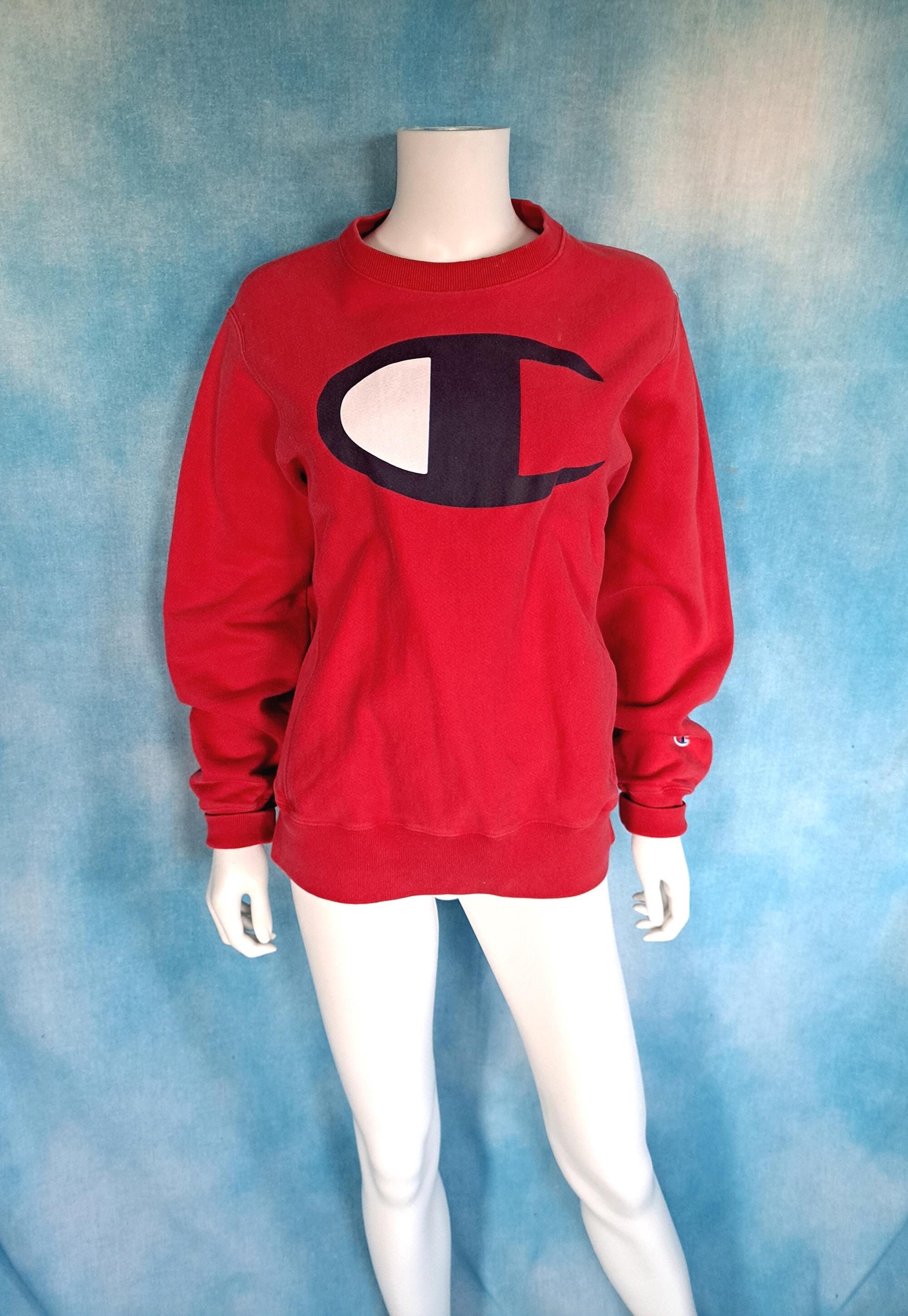 Vintage 90s Red Oversized Front Logo Champion Thick Heavyweight