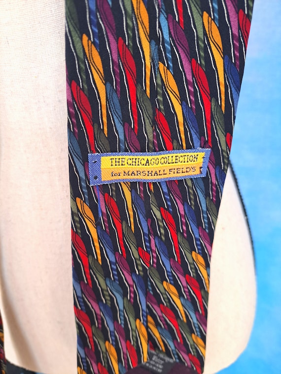 Vintage 90s Colorful Rainbow Silk Tie, Lake Michi… - image 9