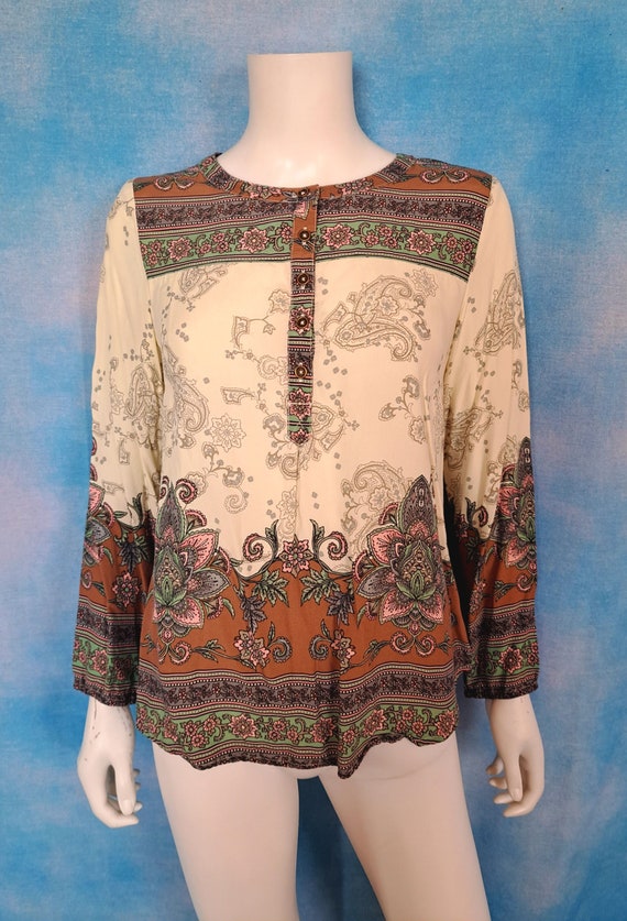 Vintage Late 90s or Y2k Tunic Long Sleeved Henley 