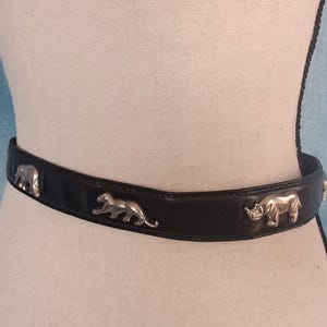 90s Brighton Elephant Belt Buckle Talbots Black Embossed Leather Belt Vintage 90 main image 4
