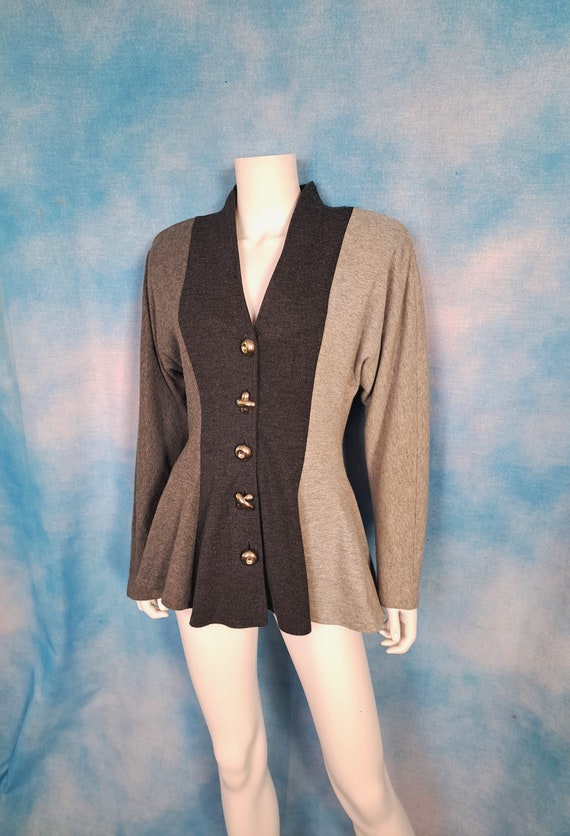 Vintage 80s 3-Tone Gray Color Block Frock Coat Was