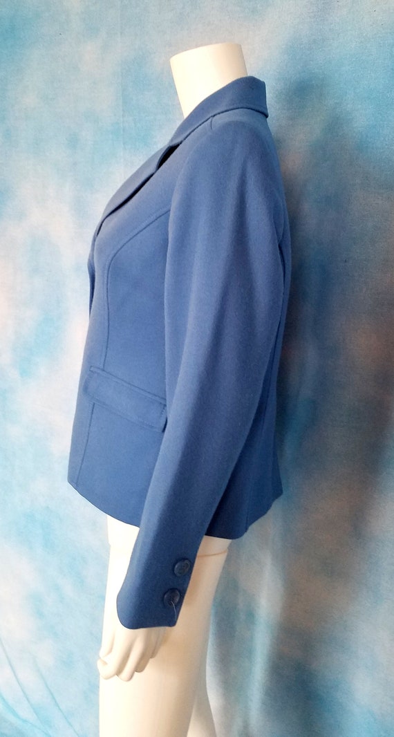 Vintage 90s-Does-70s French Blue Virgin Wool Fitt… - image 7