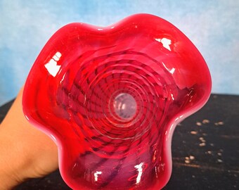 スペシャル！40s〜クランベリーオパールセントドットピッチャーFenton Vintage 1940s Fenton Opalescent Cranberry Spiral Swirl