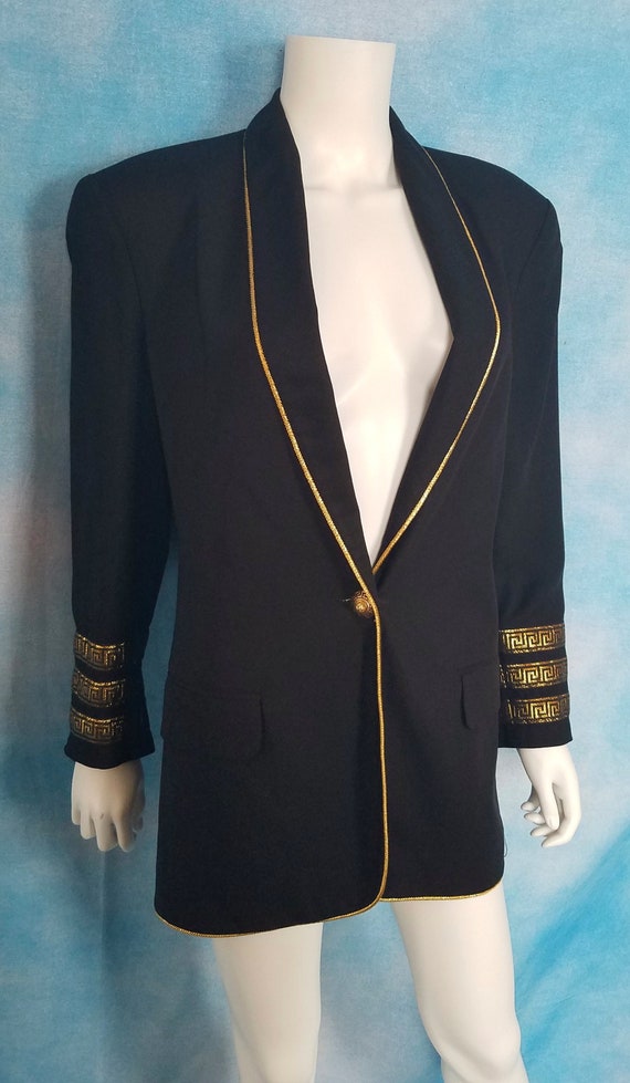 Vintage 80s Black and Metallic Gold Longline Blaze