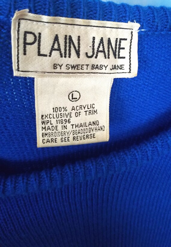 Vintage 80s Process Blue Knit Acrylic Sweater Dre… - image 10
