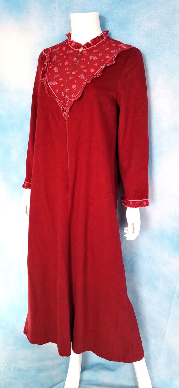 Vintage 70's floral lounge dress L XL maroon