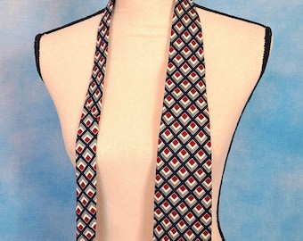 Vintage 80s Art Deco Liberty of London Silk Tie, Peacock