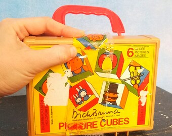 Vintage 1982 Dick Bruna Miffy Nijntje Block Puzzle Picture Cubes