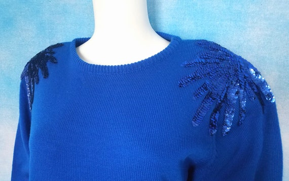 Vintage 80s Process Blue Knit Acrylic Sweater Dre… - image 6