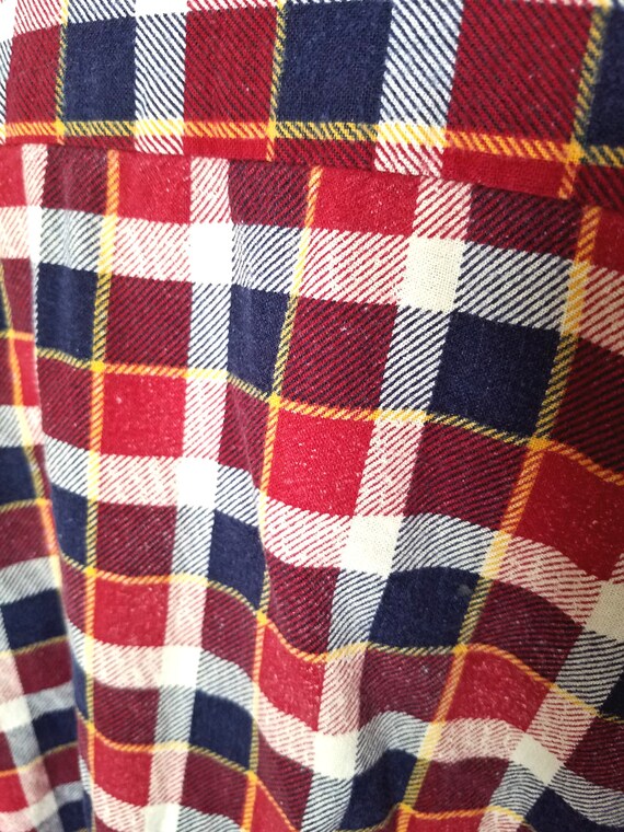 Vintage 70s or 80s Plaid Cotton Flannel Shirt/ Mi… - image 5