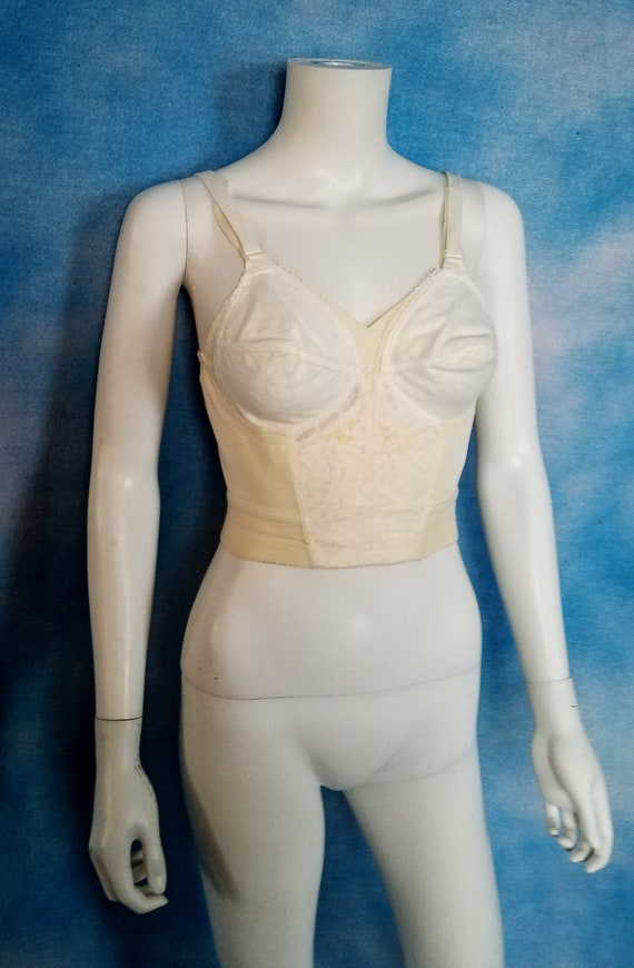 NATURANA 80s Bra Body Shaper Lingerie Vintage Pin-up White Floral