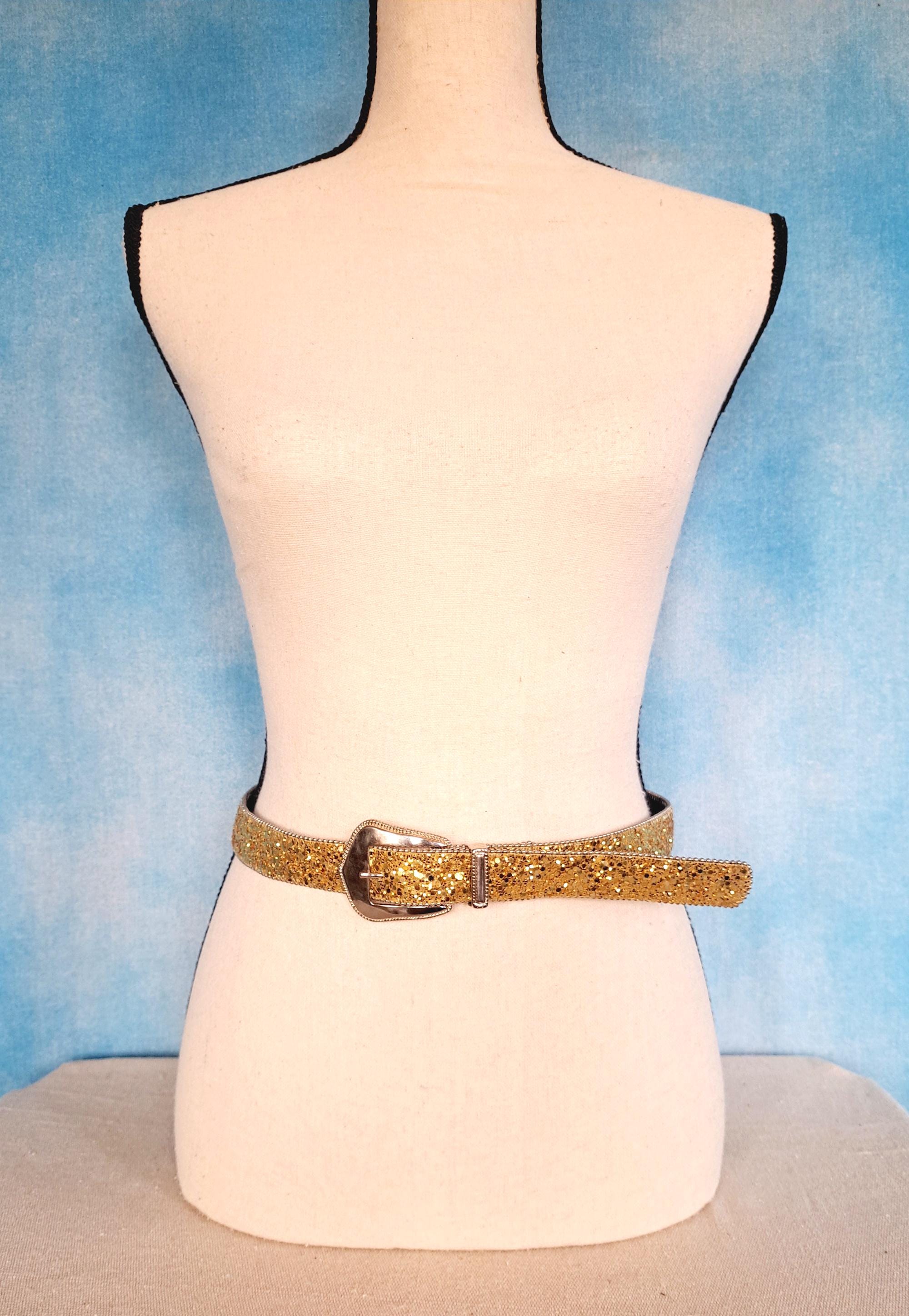 Vintage 80s/90s A. Brod gold glitter belt- medium‎ 80s Glitter Belt - Etsy main image 3