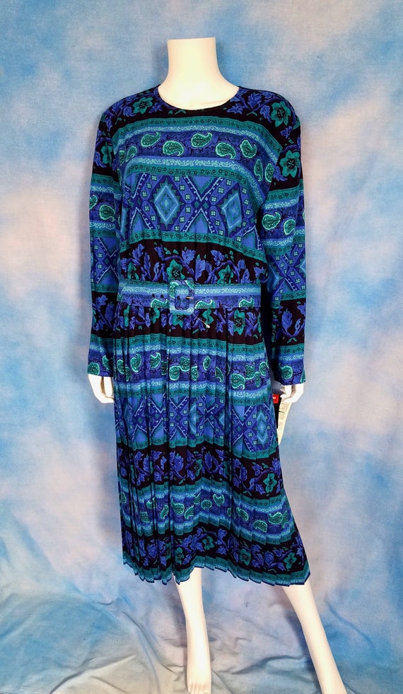 Vintage 70s 80s Deadstock Blue, Teal and Black So… - image 1