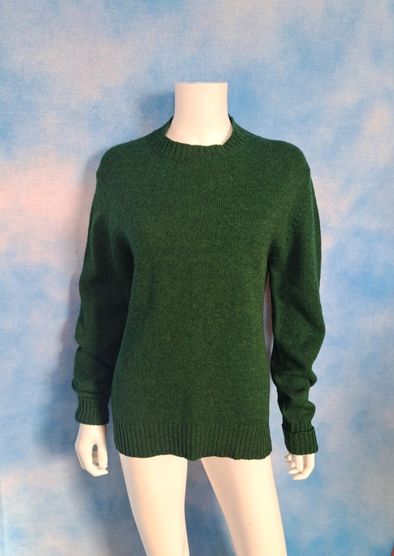 Vintage 80s Forest Green Wool JC Penney Men’s Swe… - image 1