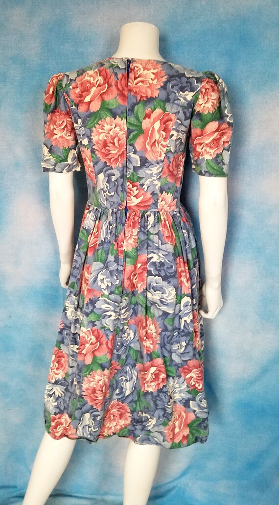 Vintage 80s Homemade Romantic Floral Puff Sleeve … - image 10