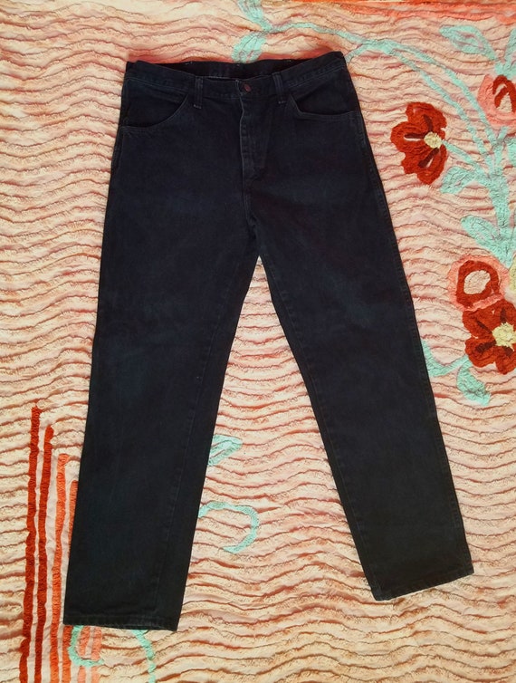 Vintage 90s Mens Black Western Jeans, Mid Rise Re… - image 3