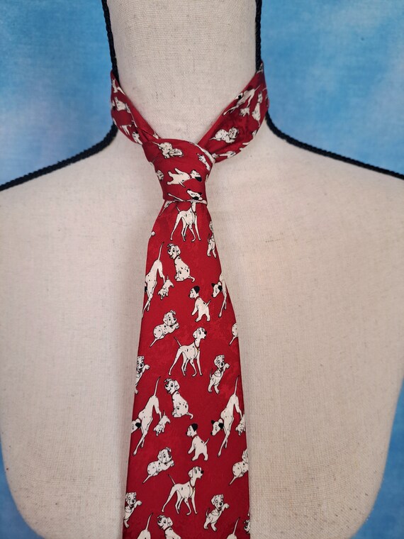 Vintage 90s Red Silk 101 Dalmatians Tie, Made in … - image 6