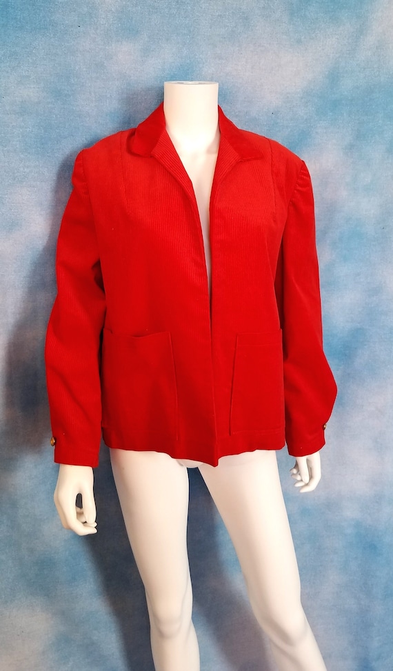 Vintage 70s Hand Made Cherry Red Wide Wale Cordur… - image 1