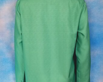 Vintage 70s Mint Green Tunic Shirt, Pastel Geometric