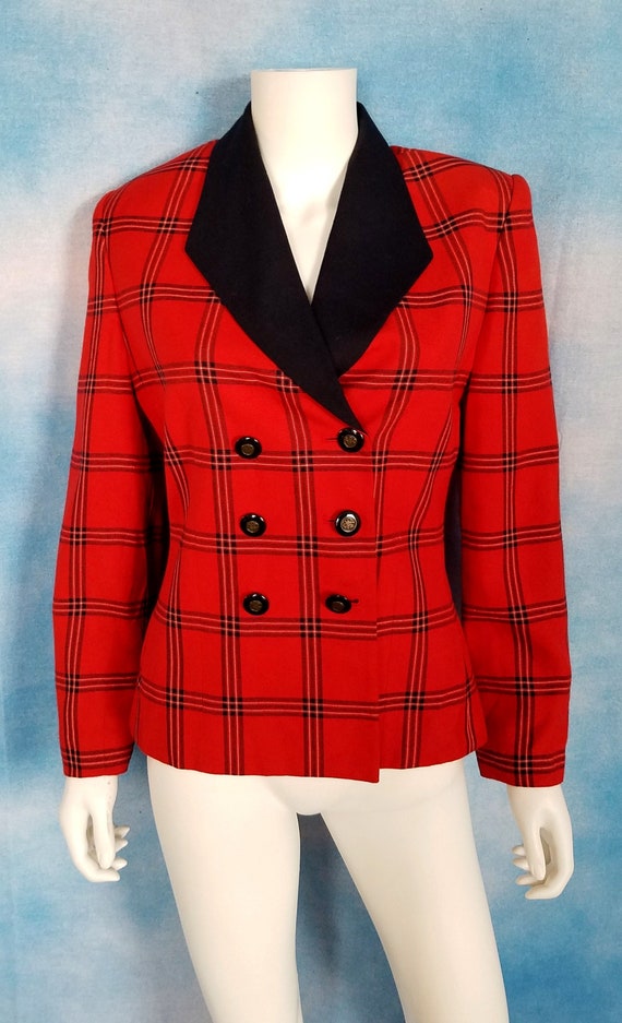 Vintage 90s does 1940s Bright Red and Black Plaid 