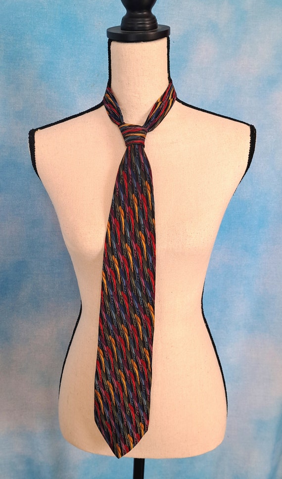Vintage 90s Colorful Rainbow Silk Tie, Lake Michi… - image 3