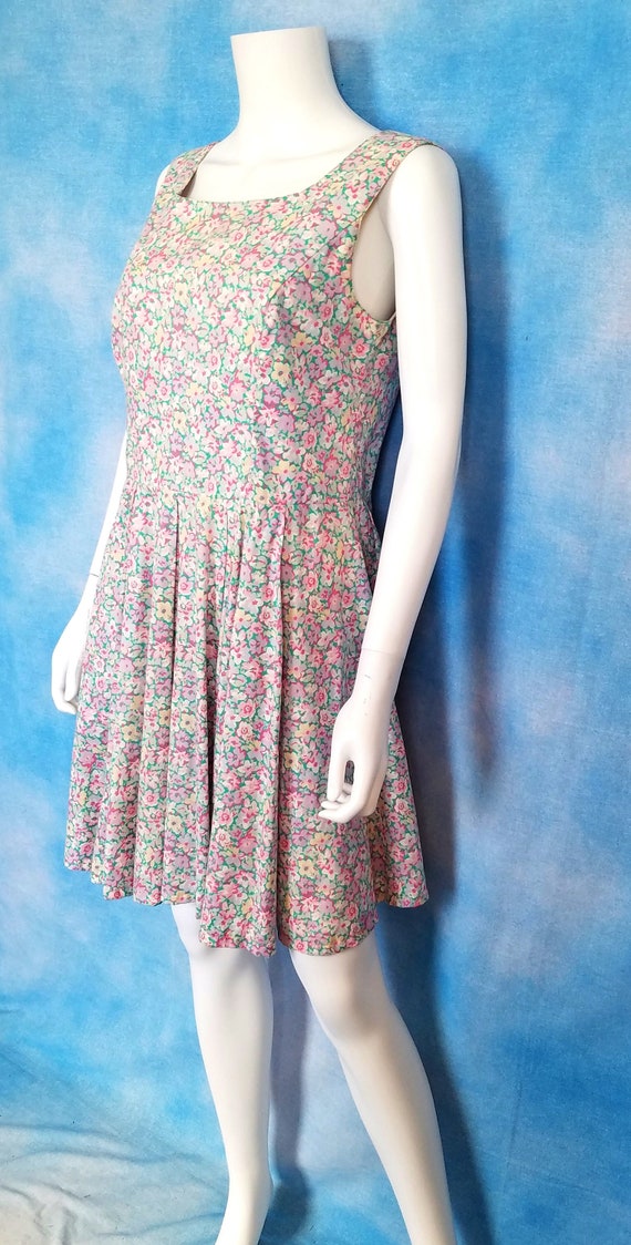 Vintage 80s ALTERED Ditsy Floral Colorful Pastel … - image 1