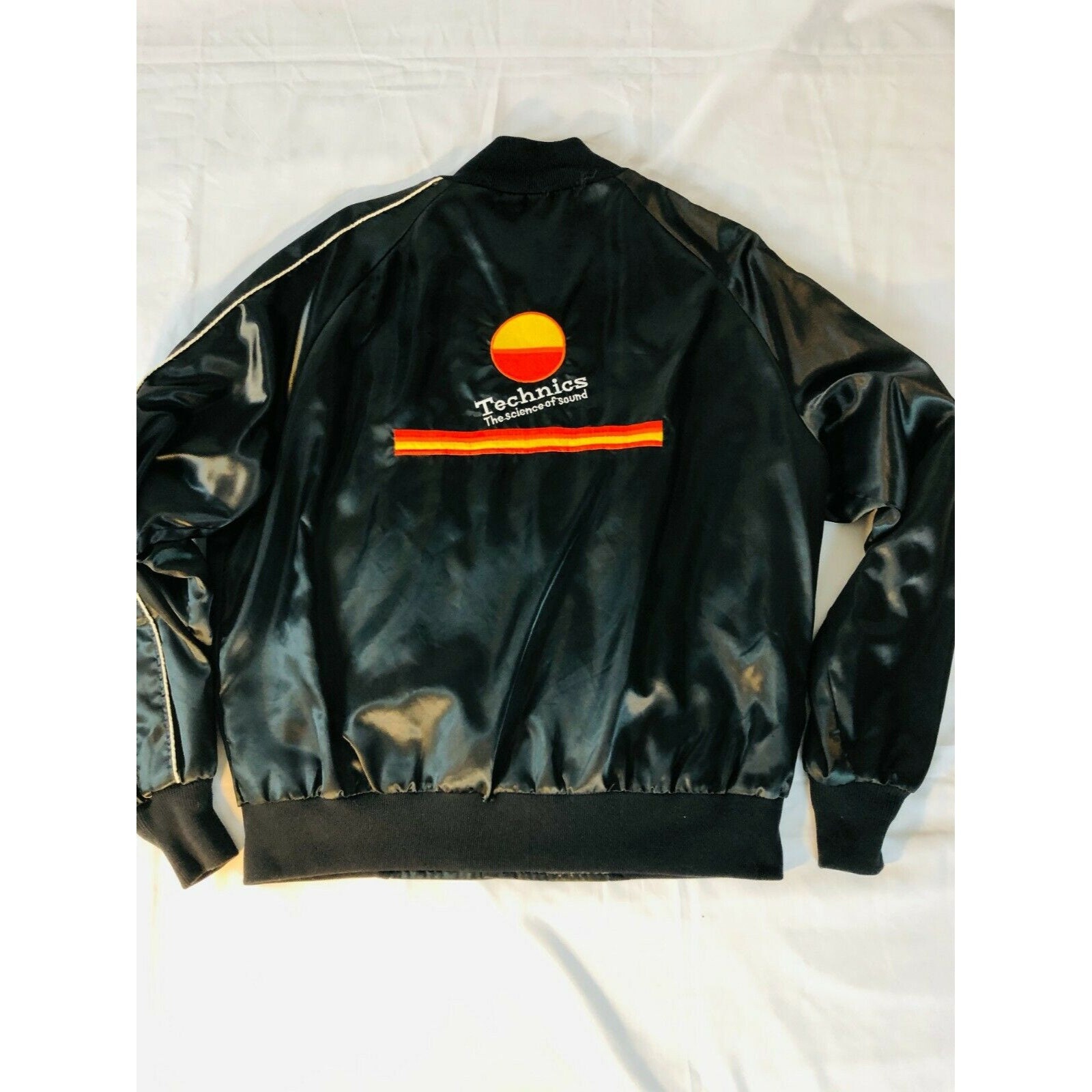 Vintage Technics Satin Bomber Jacket The Science of Sound 70 s 80 s Sz Large
