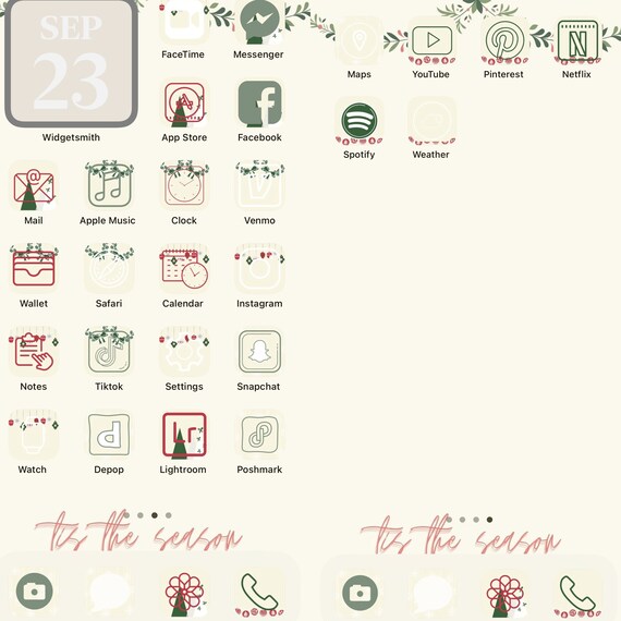 Vector Icons Ios App Covers Christmas Aesthetic IOS 14 App Icon