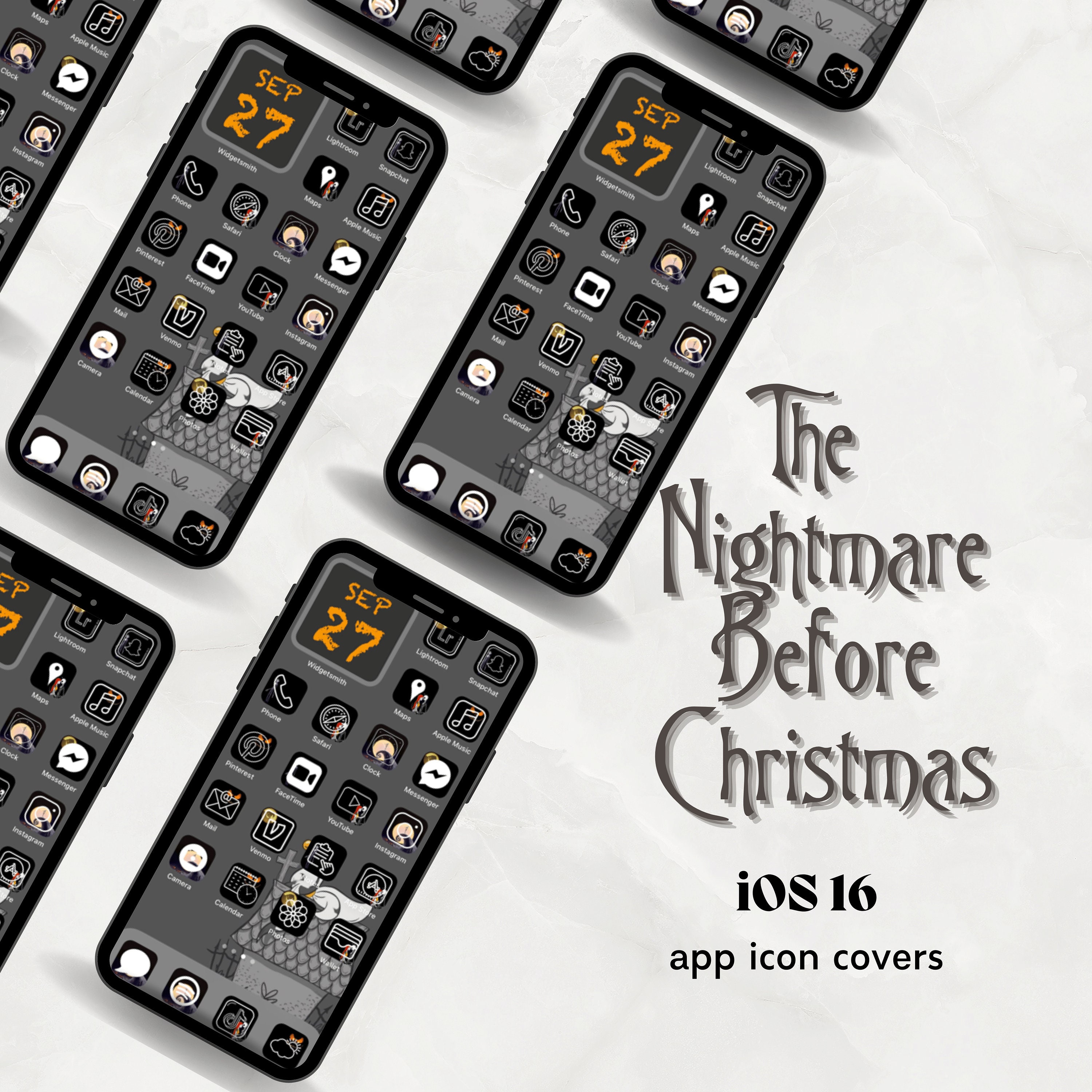 The Nightmare Before Christmas Halloween Inspired Ios 16 App - Etsy