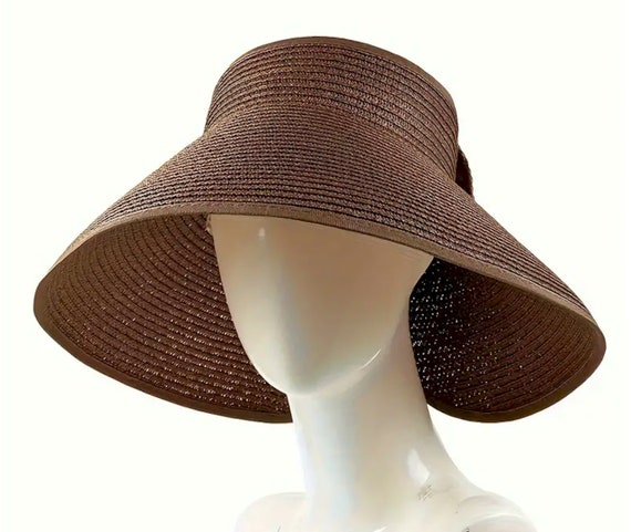 Wide Brim Straw Hat Summer Visor Roll Up Hat Sun … - image 3