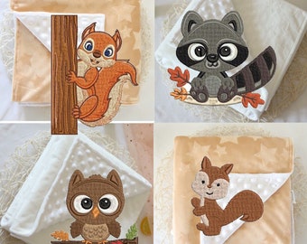 Woodland Animals Embroidery Design Pattern BUNDLE -Owl Squirrel Raccoon Machine Embroidery Design -