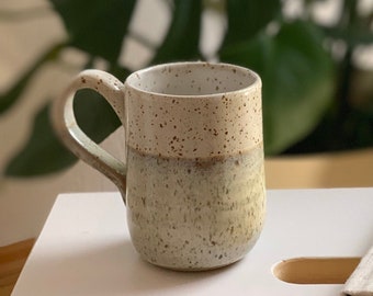 Ceramic cup / coffee mugs in green and white as a gift for him and her / handmade ceramics / ceramic tableware stoneware