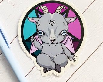 Baphomet Laptop sticker, Cute Satan, Adorable Goat, Kawaii, Dark Lord