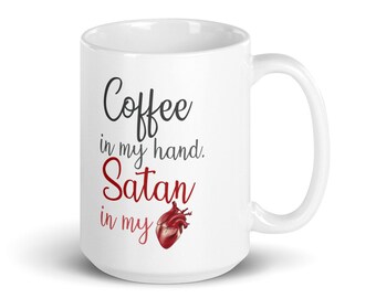 Satanic Coffee Mug, Hail Satan Parody, 11oz Ceramic