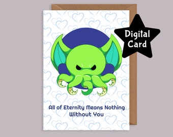 Cthulhu Valentine's Day Card, HP Lovecraft Printable (Digital Download)