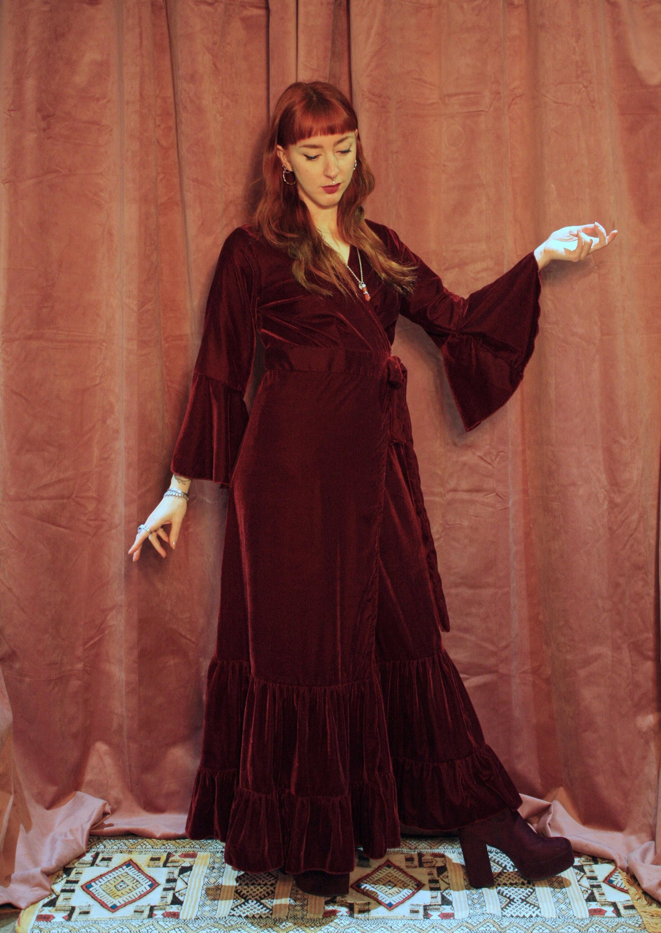 スーツ・フォーマル・ドレス SOUFFLE SLEEVE VELOUR DRESS Amazon.com: JECEIKA Fall Sexy Velvet Dress,Sabrina Neck Puff
